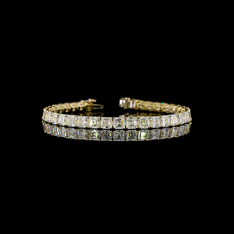 19ctw Prong Asscher Tennis Bracelet