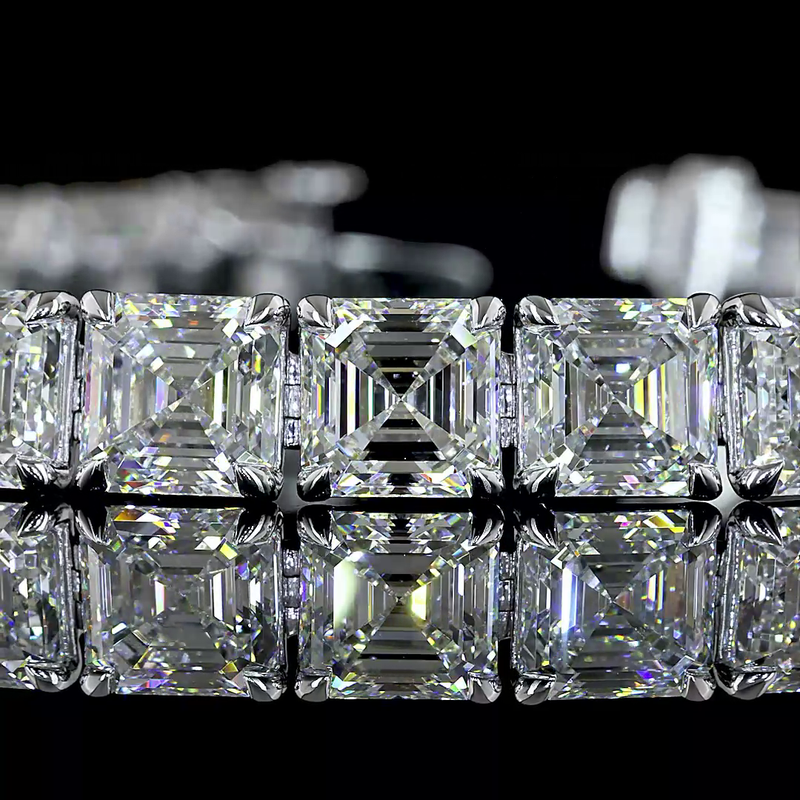 30ctw Prong Asscher Tennis Bracelet