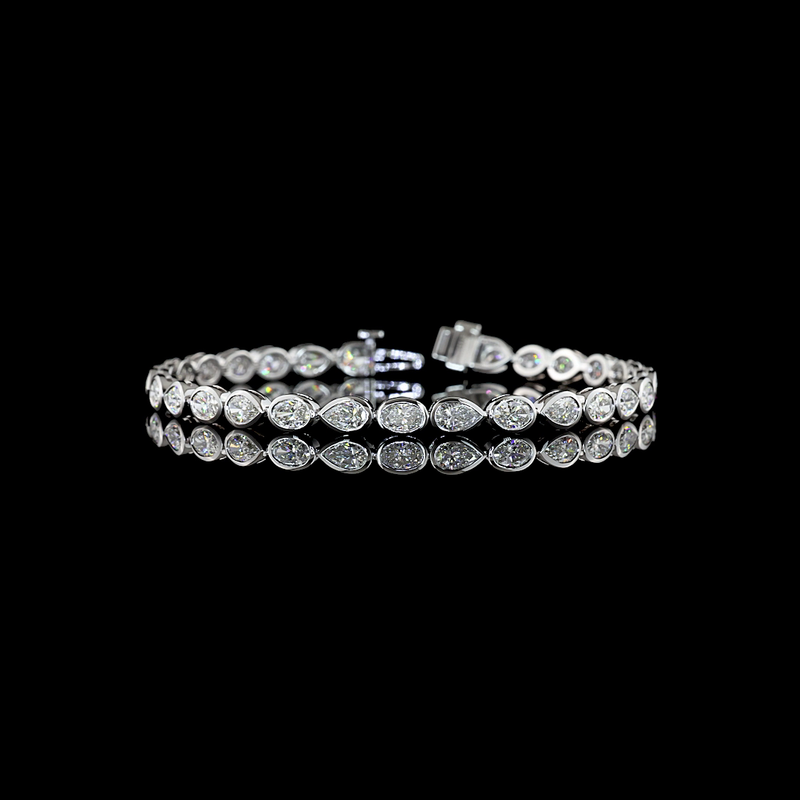 5ctw Bezel East West Pear Tennis Bracelet