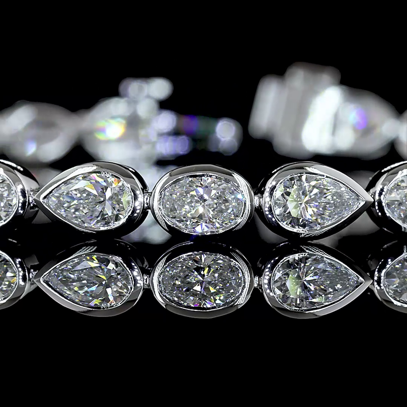 5ctw Bezel East West Pear Tennis Bracelet