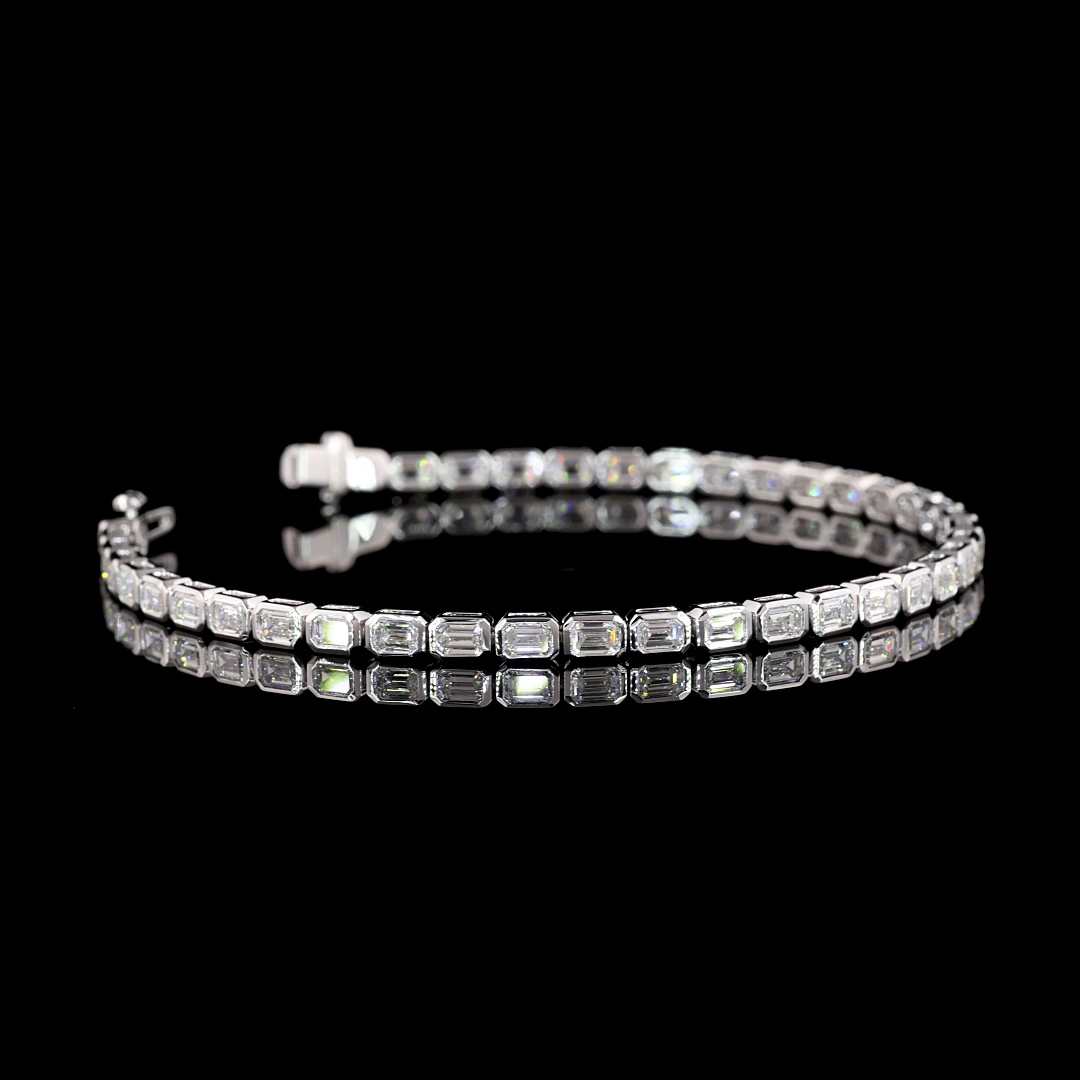 4ctw Bezel East West Emerald Tennis Bracelet