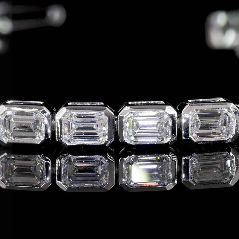 4ctw Bezel East West Emerald Tennis Bracelet