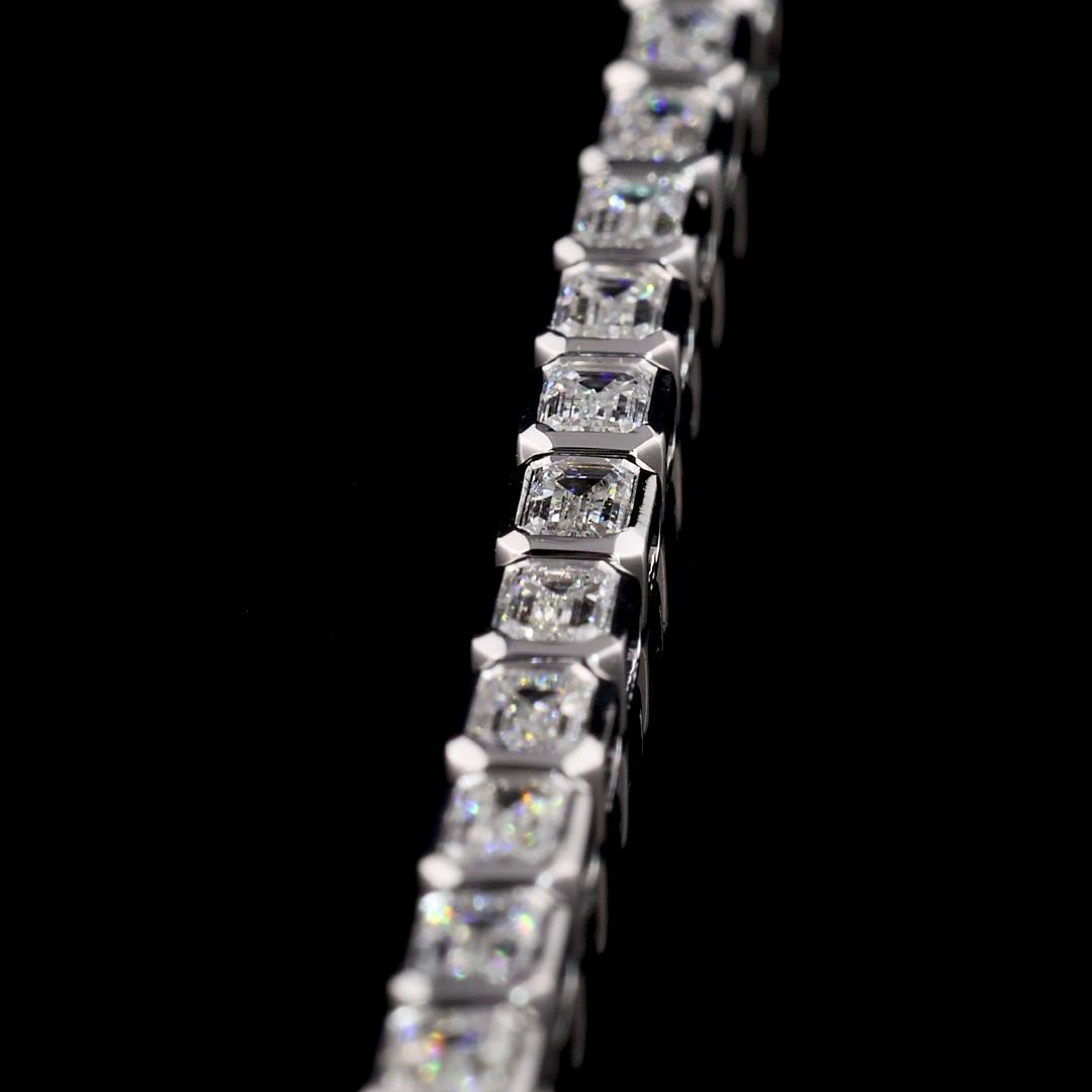 4ctw Bezel East West Emerald Tennis Bracelet