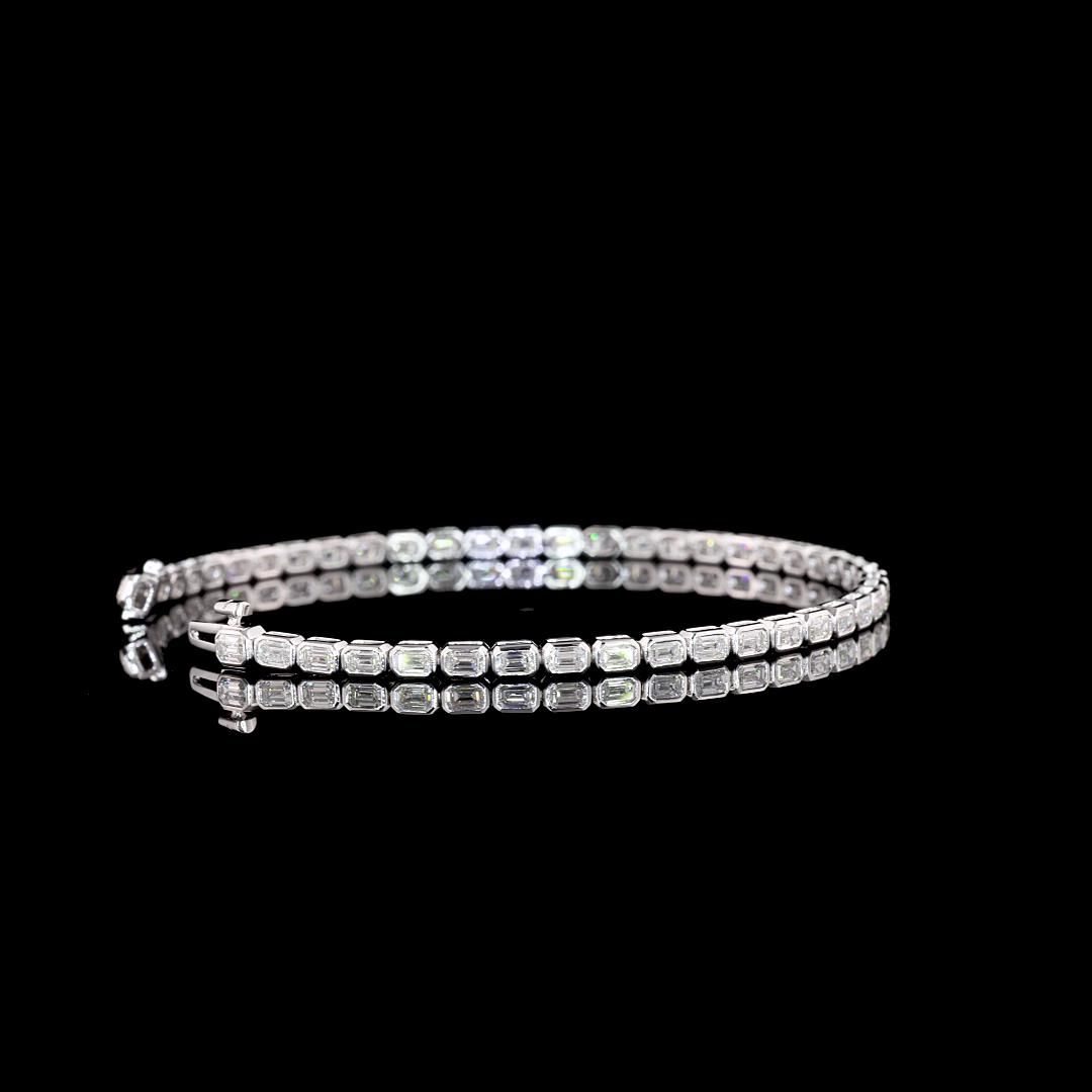 3ctw Bezel East West Emerald Tennis Bracelet