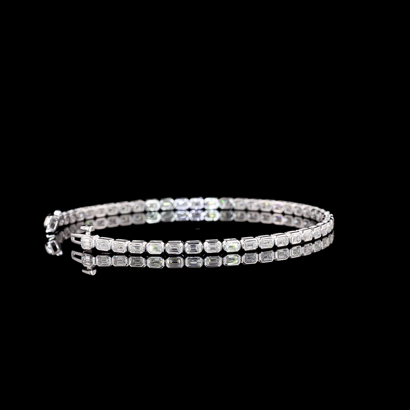 3ctw Bezel East West Emerald Tennis Bracelet