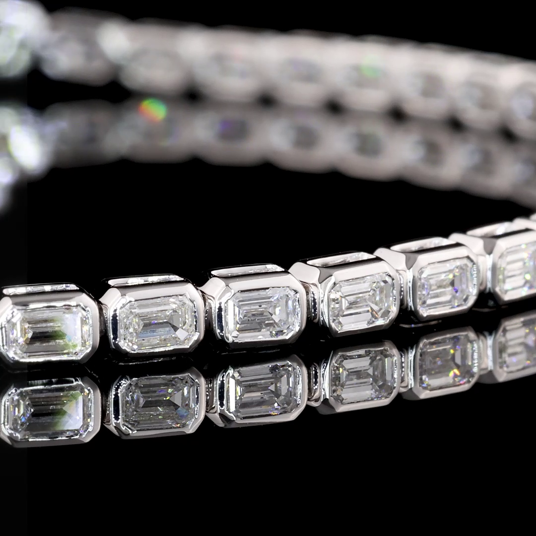 3ctw Bezel East West Emerald Tennis Bracelet