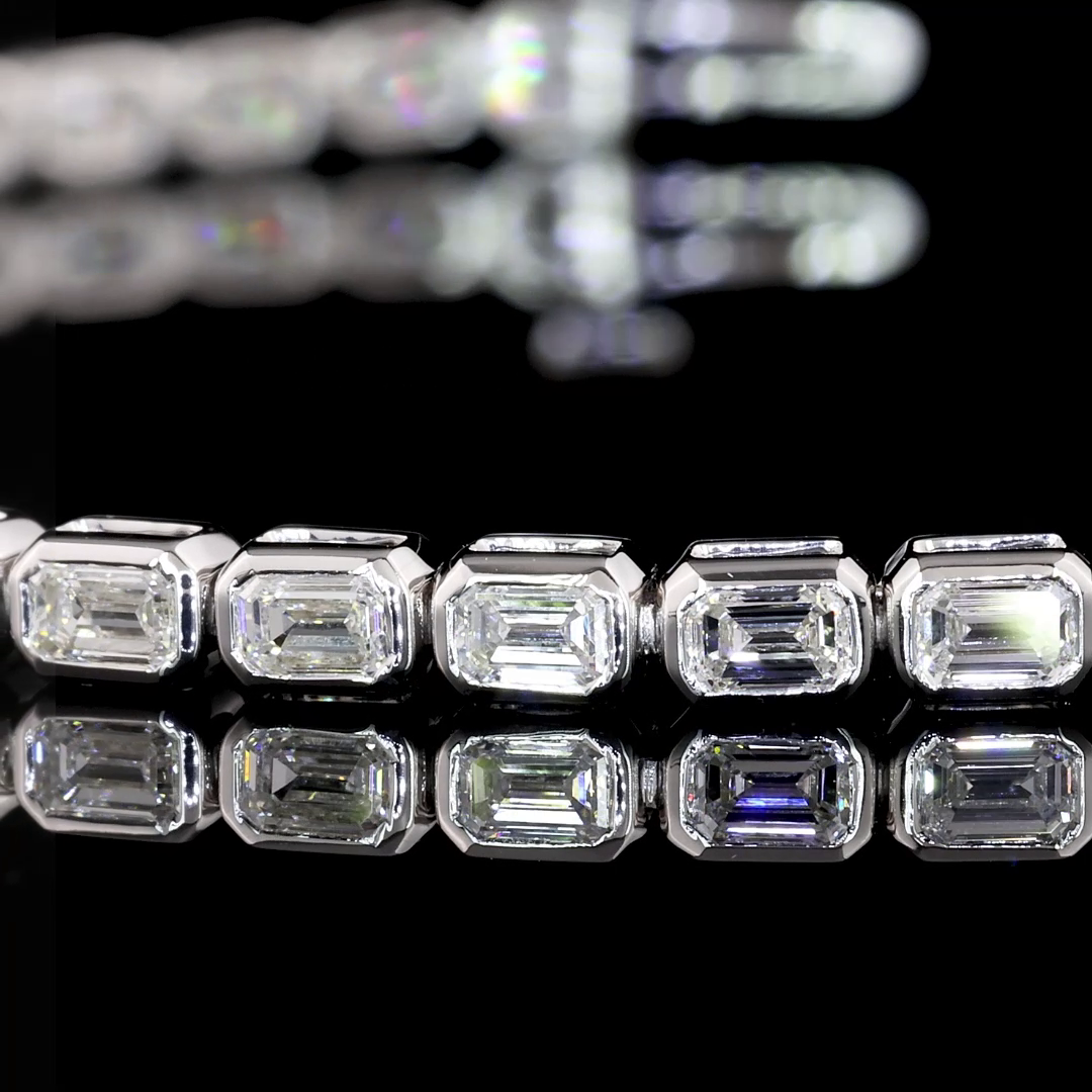 3ctw Bezel East West Emerald Tennis Bracelet