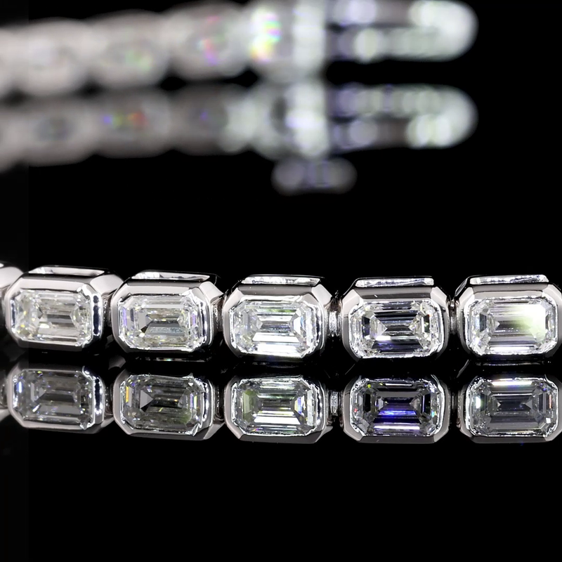 3ctw Bezel East West Emerald Tennis Bracelet