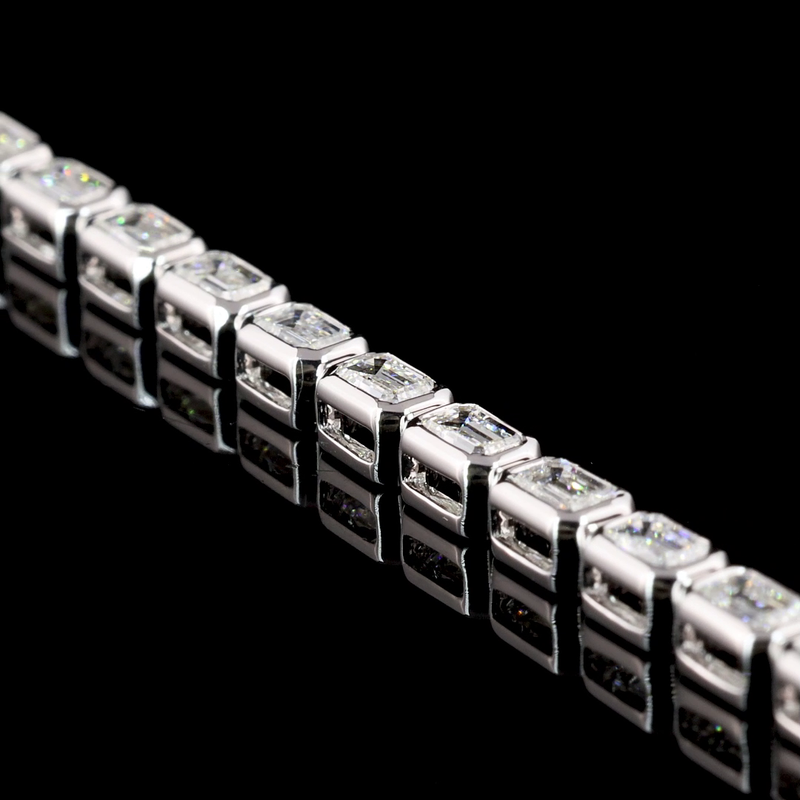 3ctw Bezel East West Emerald Tennis Bracelet