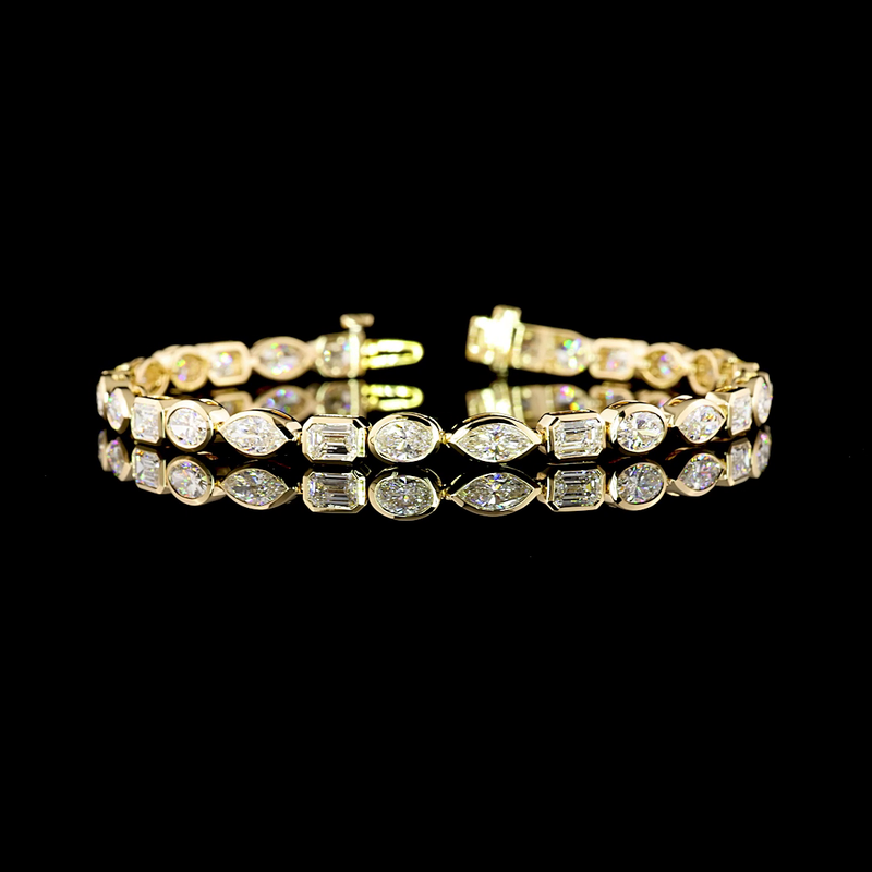 7ctw Bezel East West Emerald, Marquise & Oval Tennis Bracelet