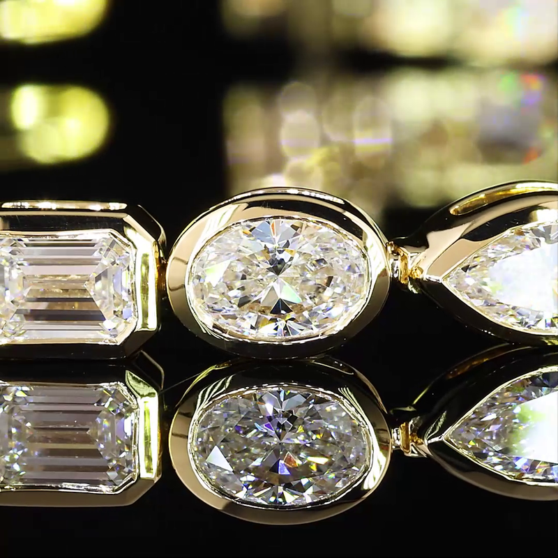 7ctw Bezel East West Emerald, Marquise & Oval Tennis Bracelet