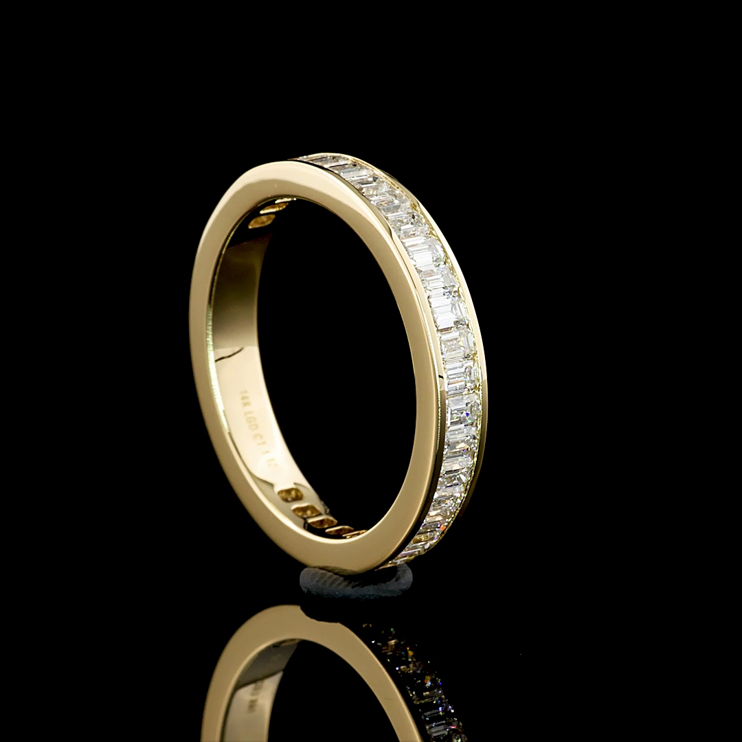 1ctw Channel Emerald 3/4 Eternity Band