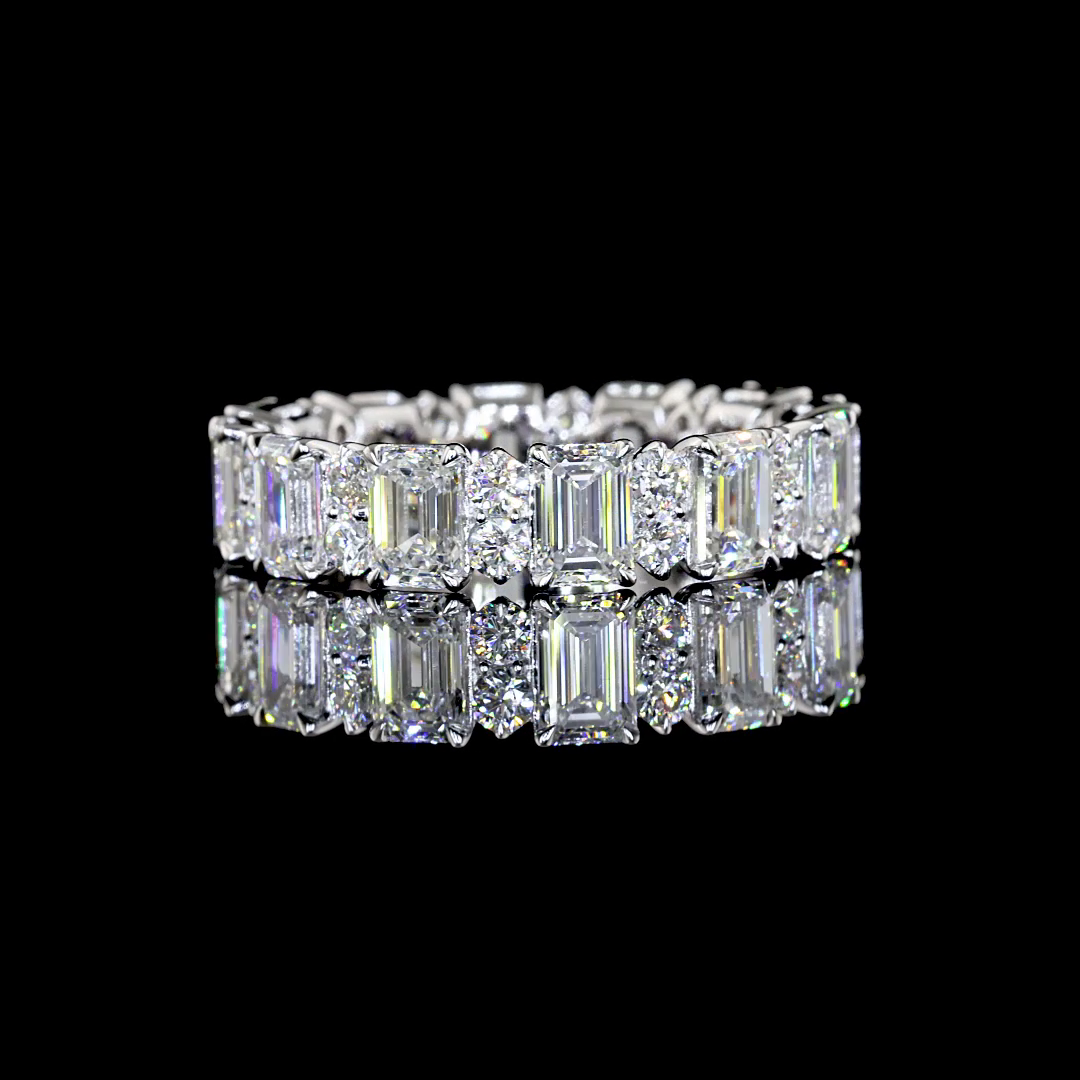 4ctw Emerald & Round Prong Diamond Eternity Band