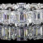 4ctw Emerald & Round Prong Diamond Eternity Band