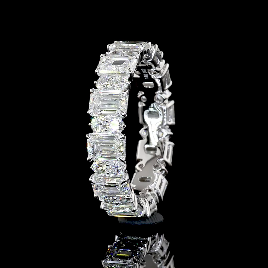4ctw Emerald & Round Prong Diamond Eternity Band