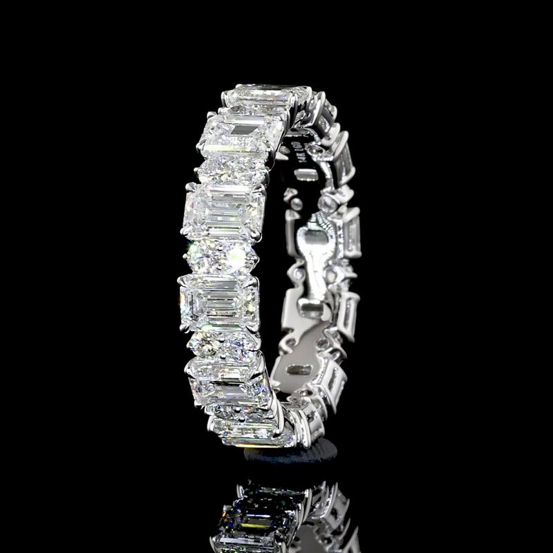 4ctw Emerald & Round Prong Diamond Eternity Band