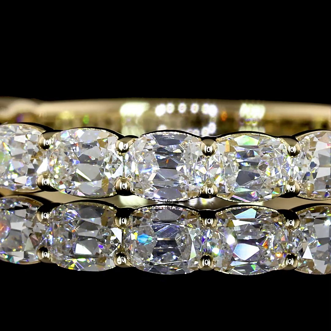 1-1/4ctw Prong East West Cushion 3/4 Eternity Band