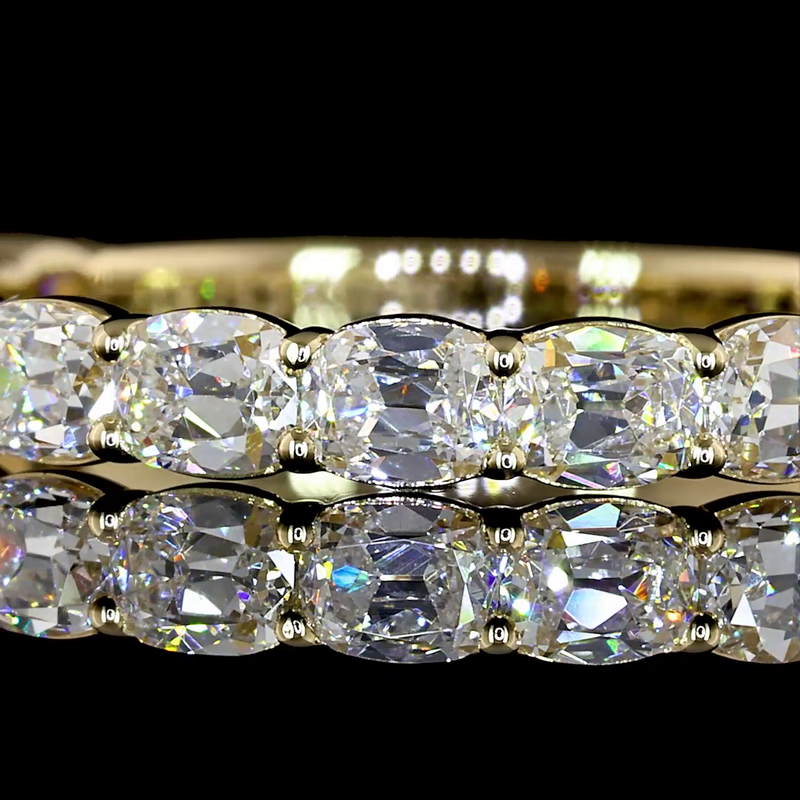1-1/4ctw Prong East West Cushion 3/4 Eternity Band