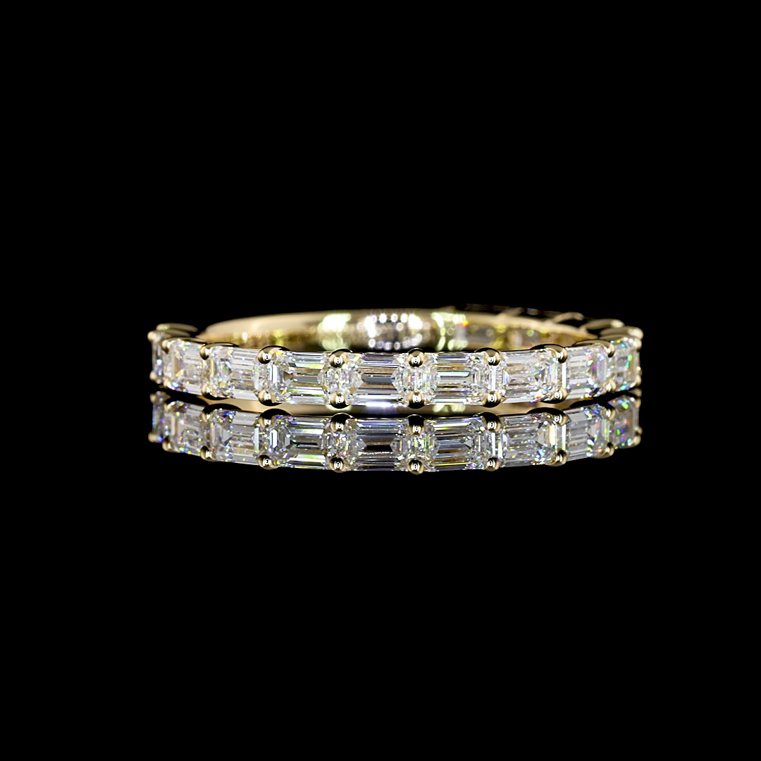 1-1/4ctw Prong East West Emerald 3/4 Eternity Band