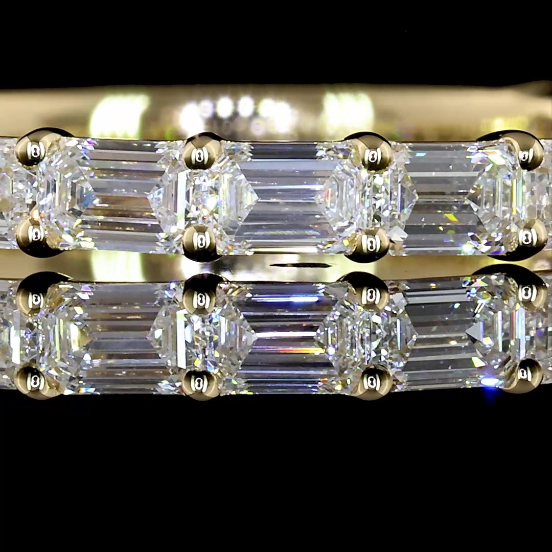 1-1/4ctw Prong East West Emerald 3/4 Eternity Band