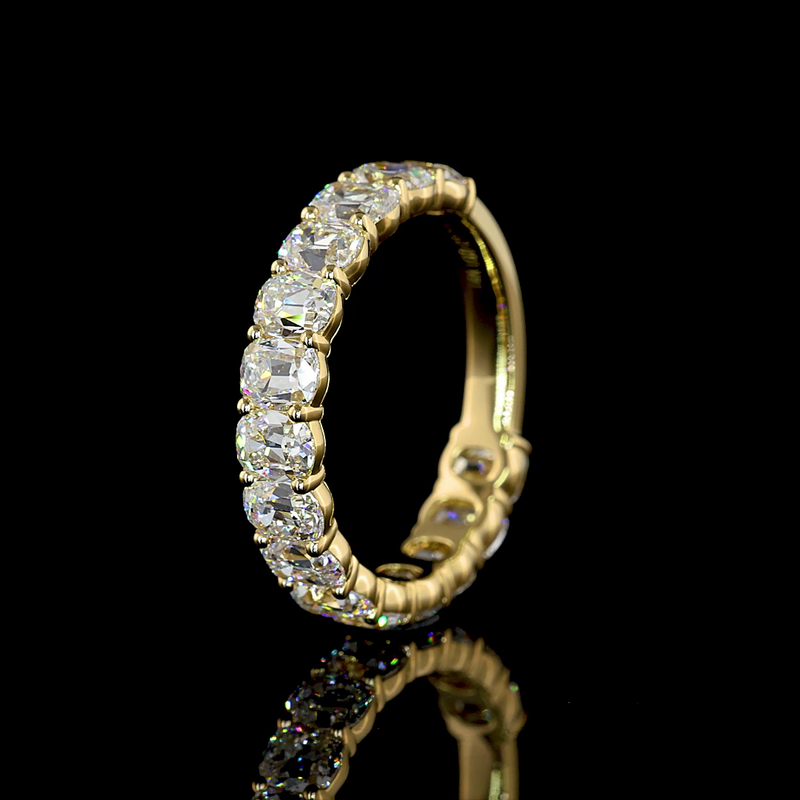3ctw Antique Cushion Prong Diamond 3/4 Eternity Band