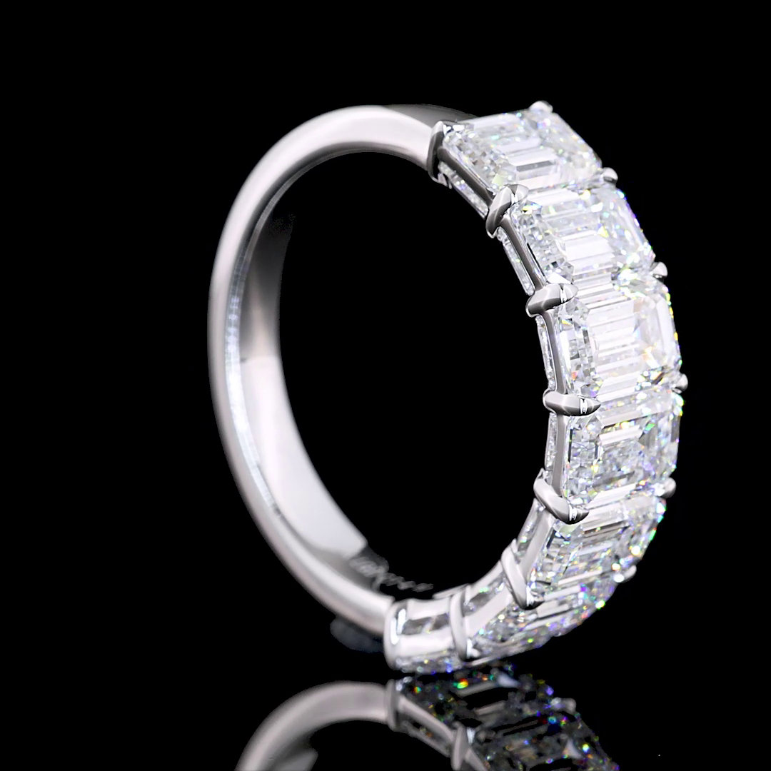 4ctw Prong Emerald Seven Stone Band