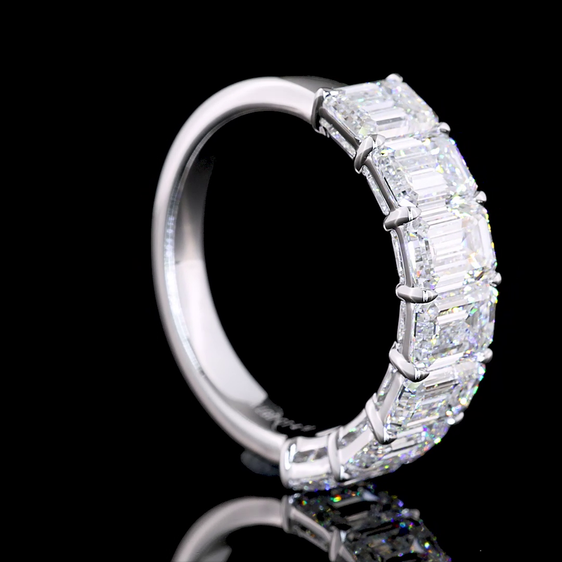 4ctw Prong Emerald Seven Stone Band