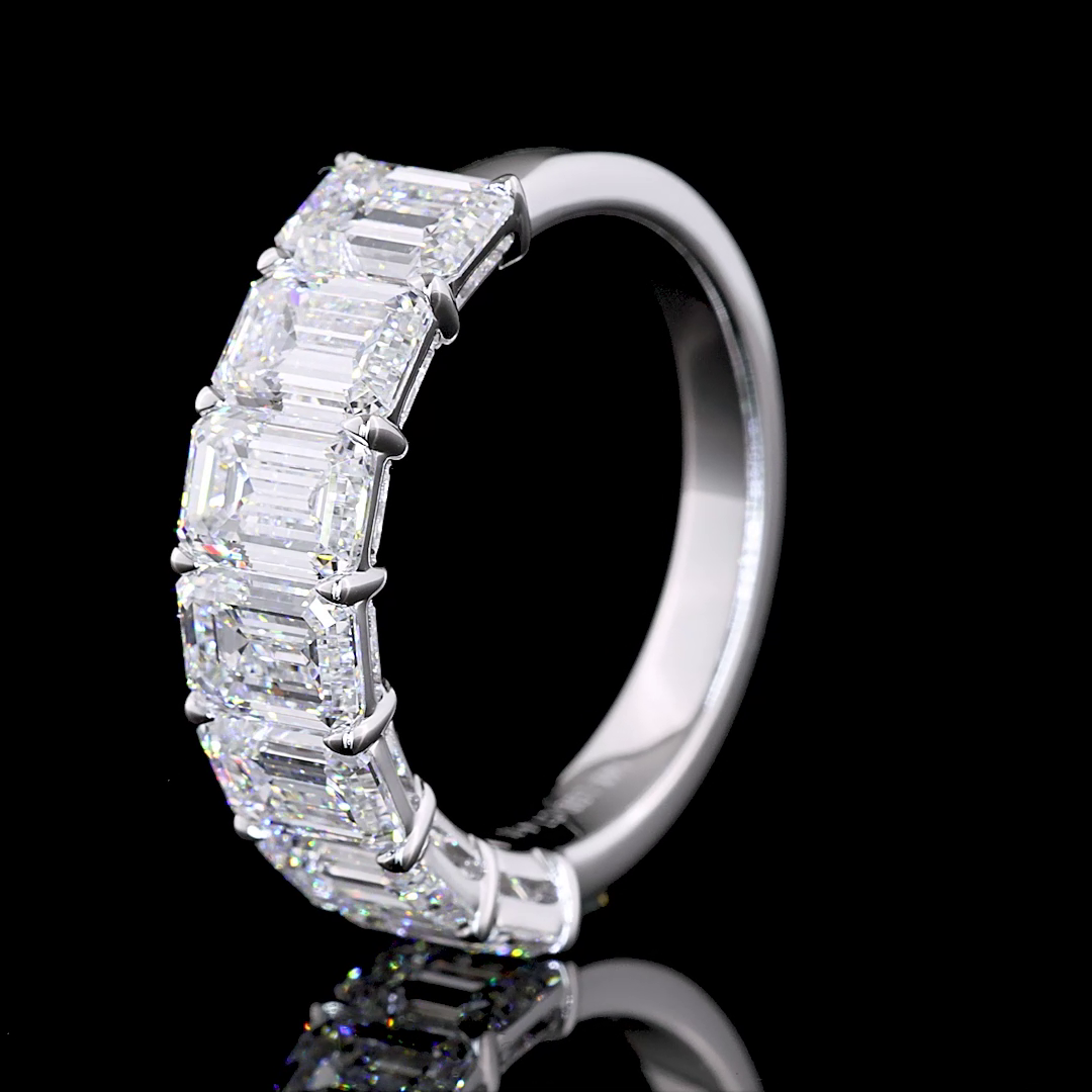 4ctw Prong Emerald Seven Stone Band