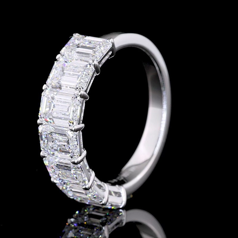 4ctw Prong Emerald Seven Stone Band