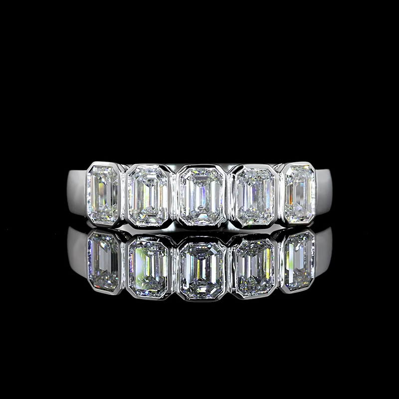 1ctw Bezel Emerald Five Stone Band