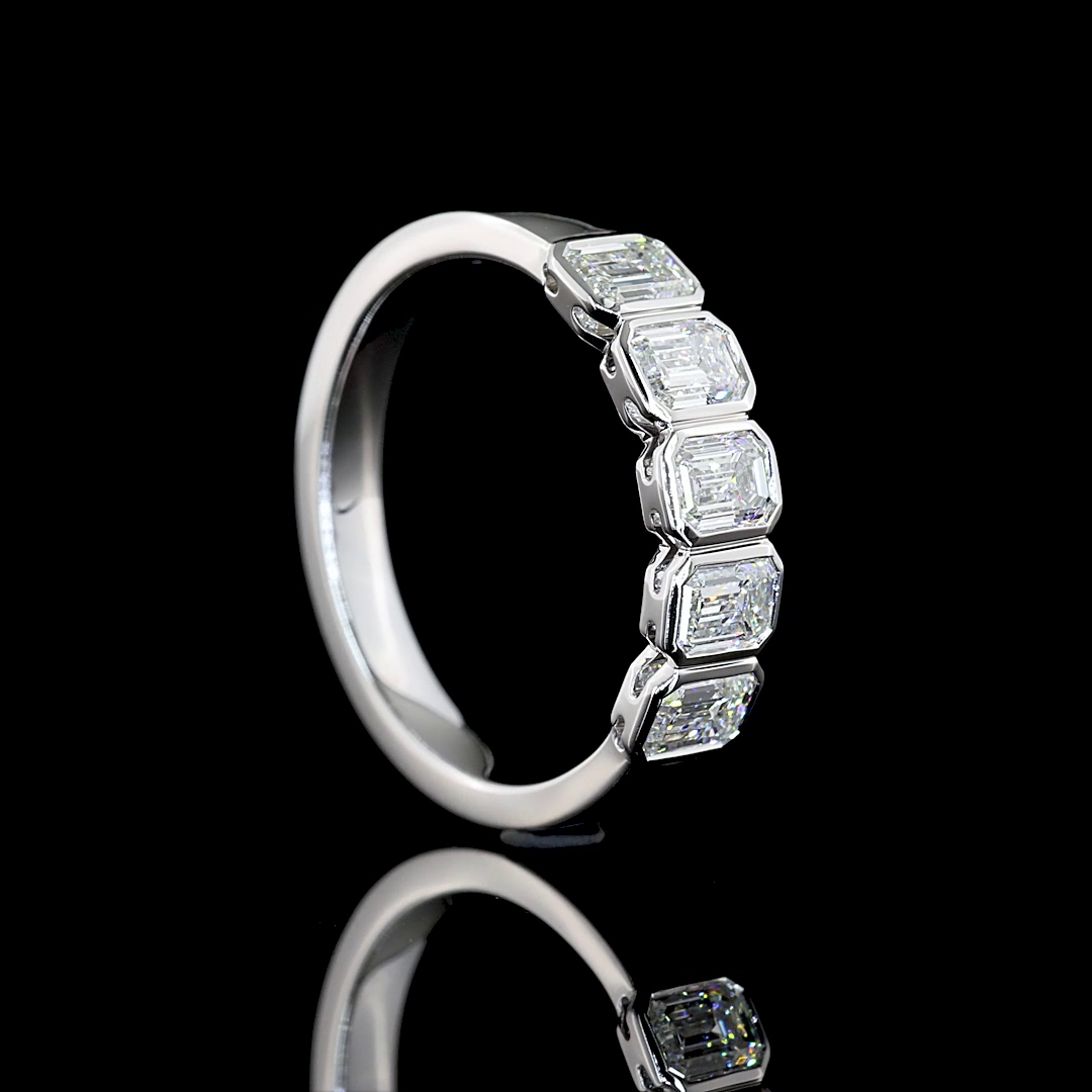 1ctw Bezel Emerald Five Stone Band