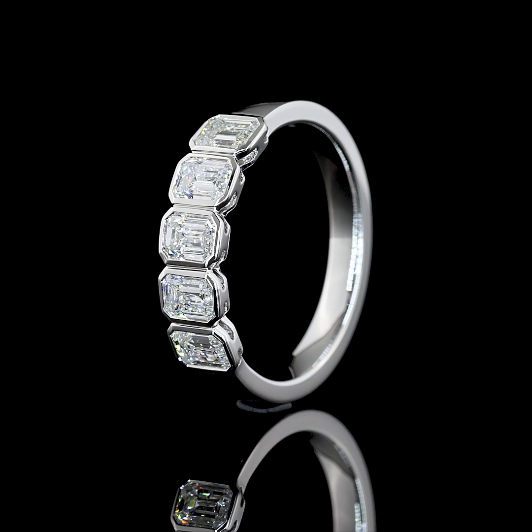 1ctw Bezel Emerald Five Stone Band