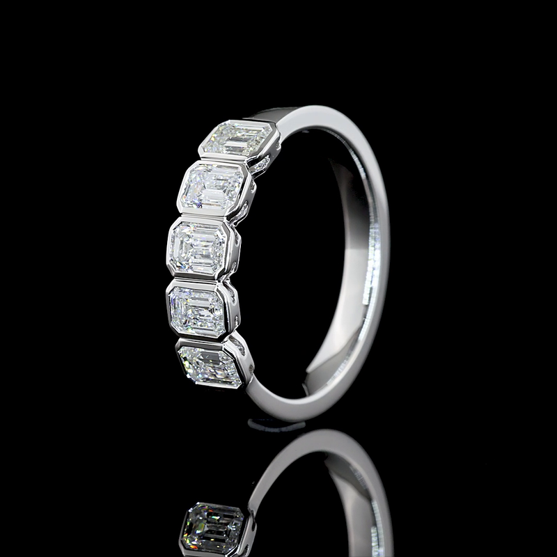 1ctw Bezel Emerald Five Stone Band