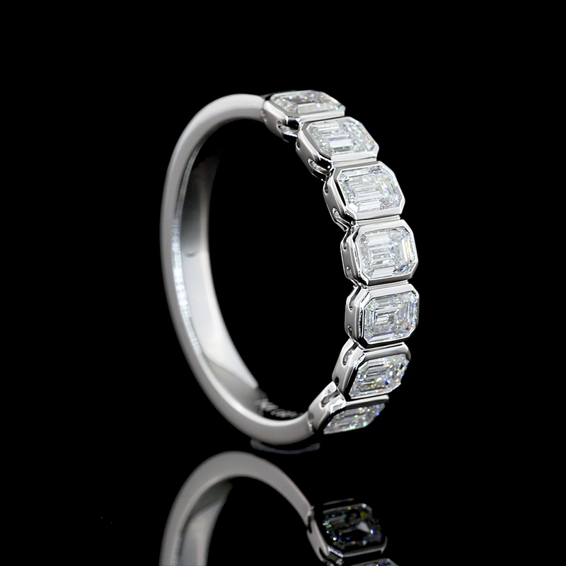 1ctw Bezel Emerald Seven Stone Band