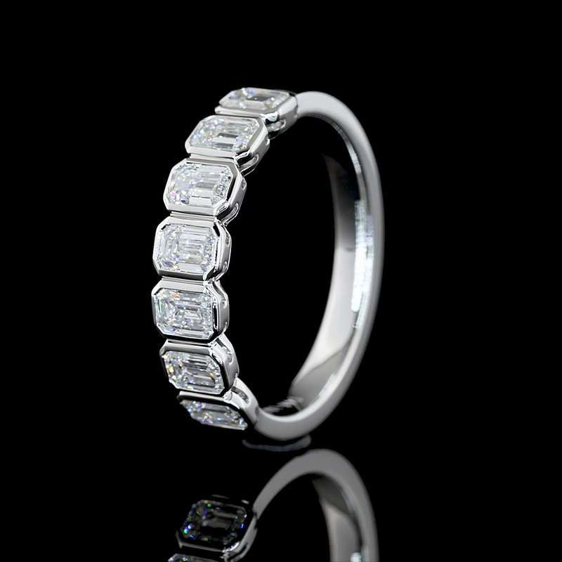 1ctw Bezel Emerald Seven Stone Band