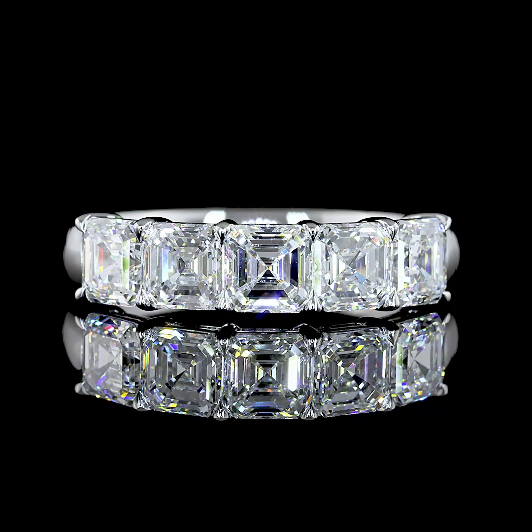 4ctw Prong Asscher Five Stone Band