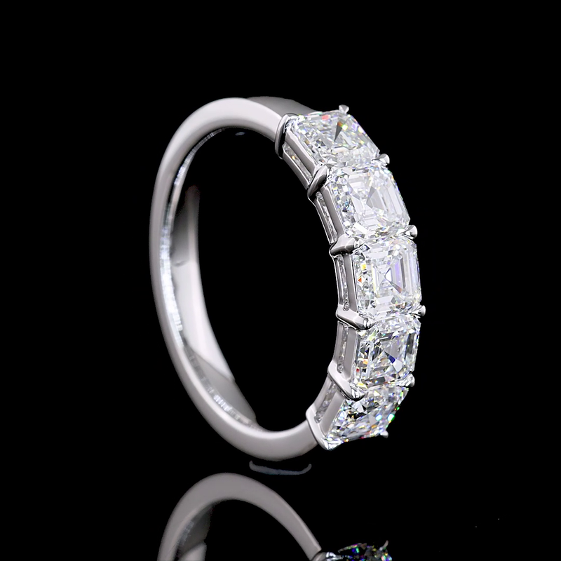 4ctw Prong Asscher Five Stone Band