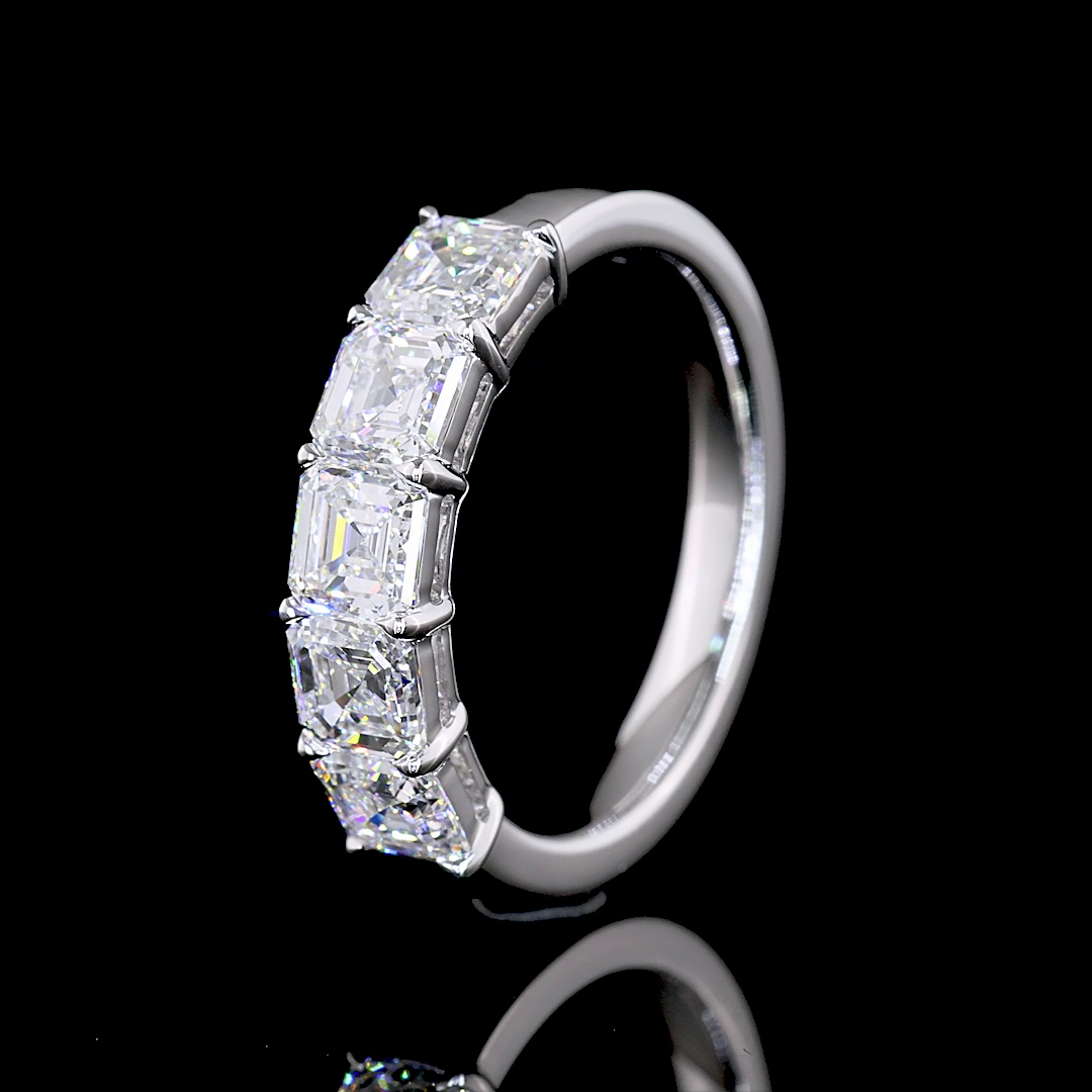 4ctw Prong Asscher Five Stone Band
