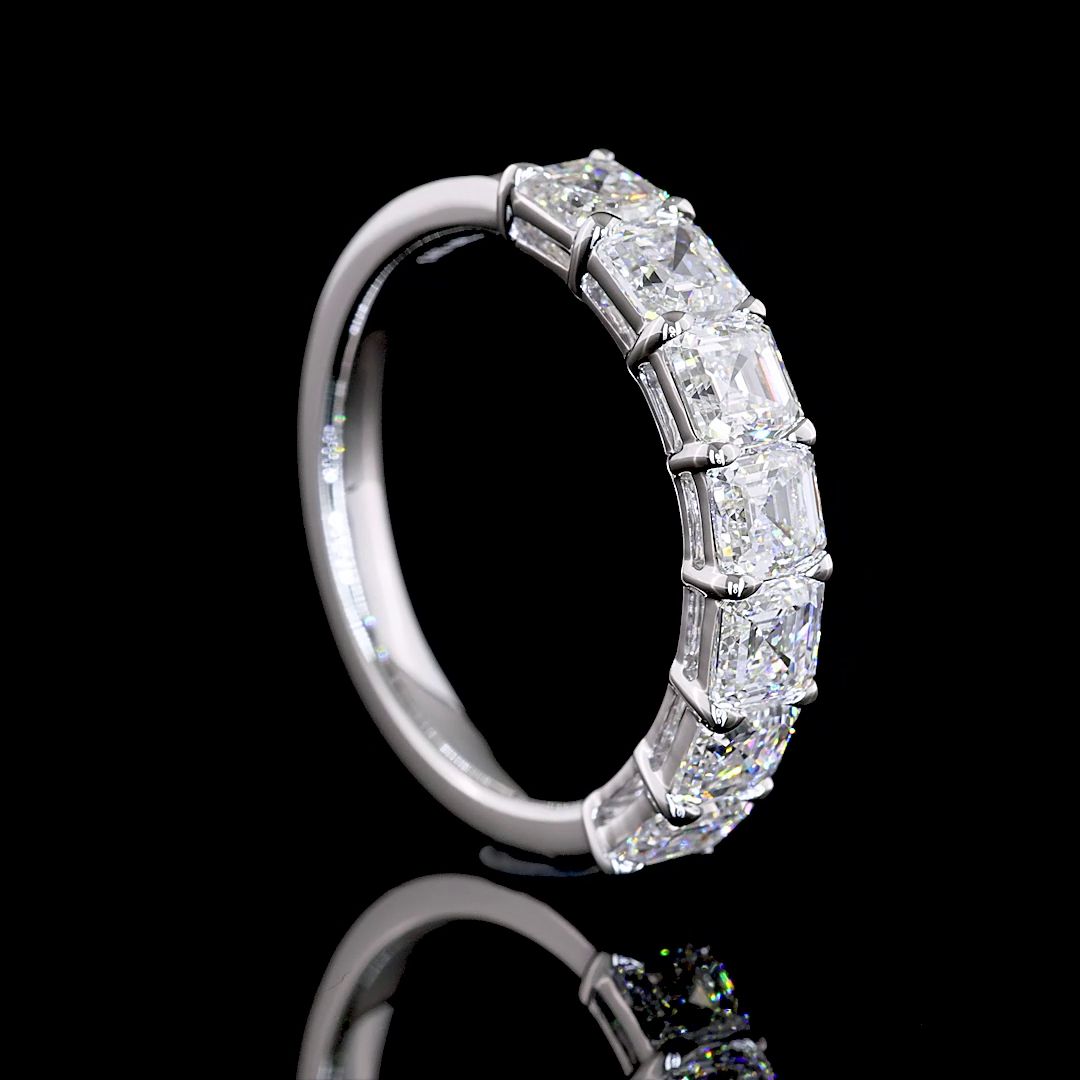 2ctw Prong Asscher Seven Stone Band