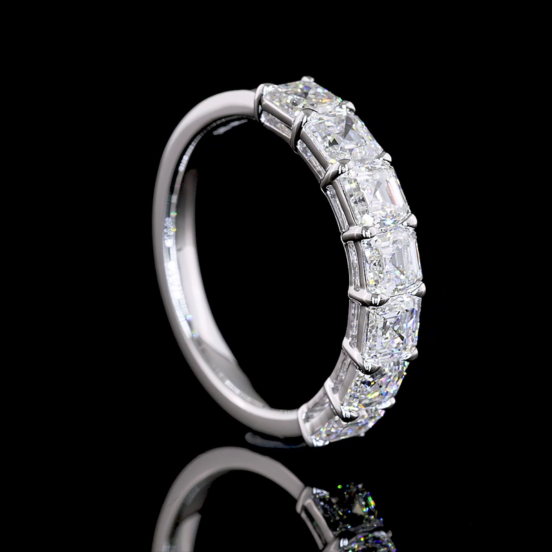 2ctw Prong Asscher Seven Stone Band