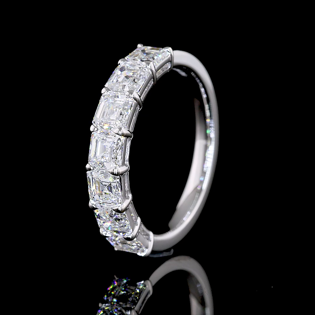 2ctw Prong Asscher Seven Stone Band