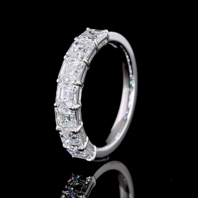 2ctw Prong Asscher Seven Stone Band