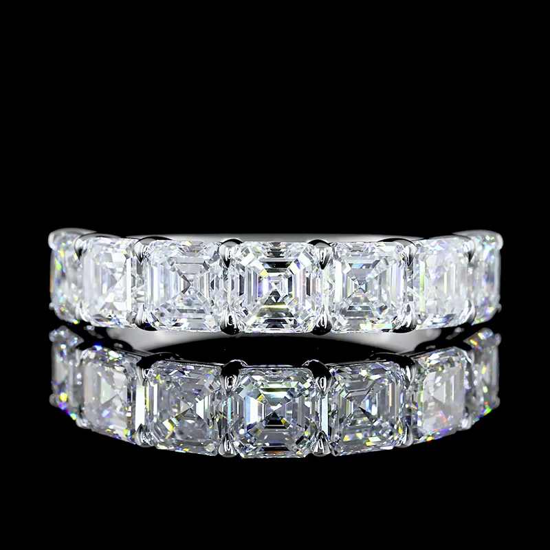 3ctw Prong Asscher Seven Stone Band
