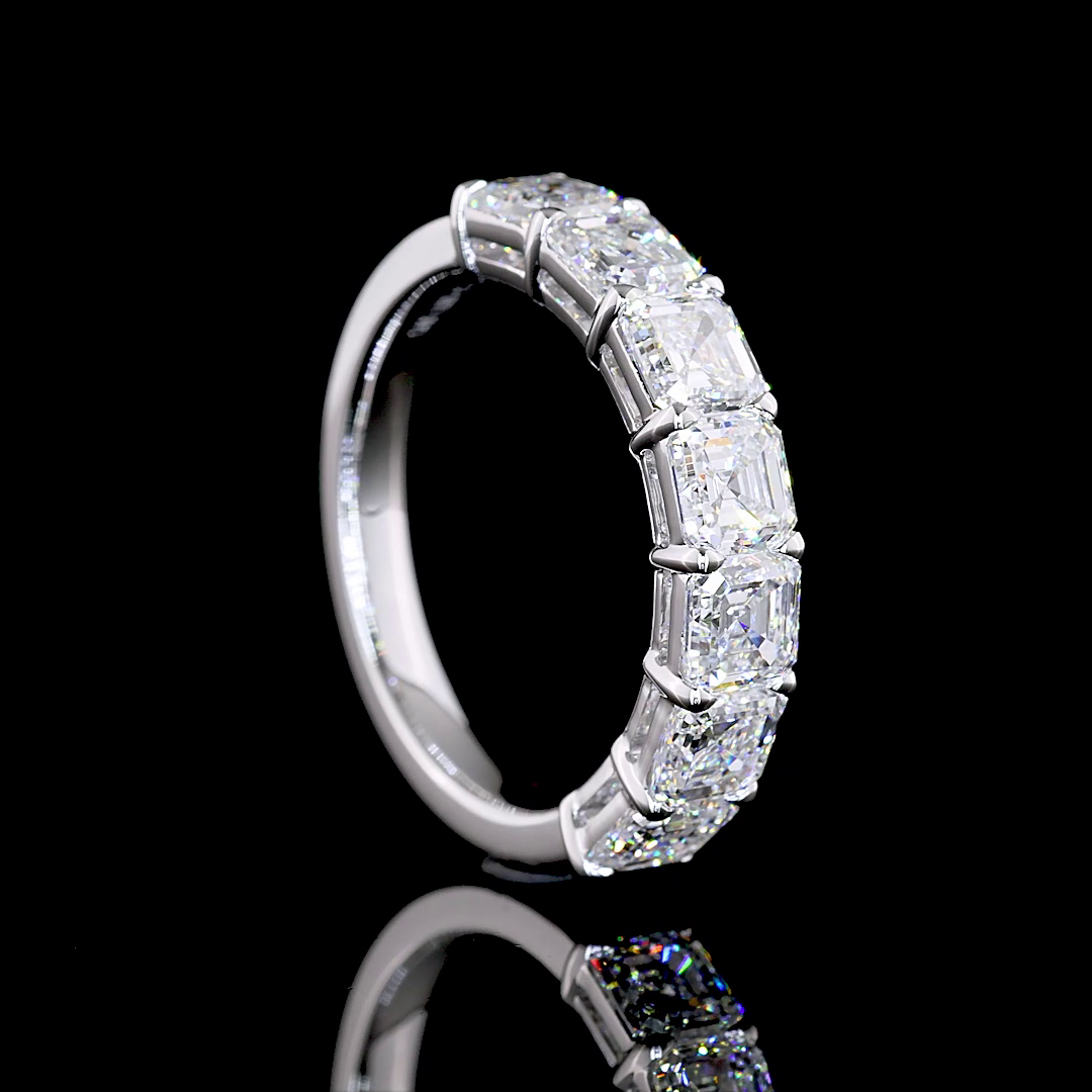 3ctw Prong Asscher Seven Stone Band