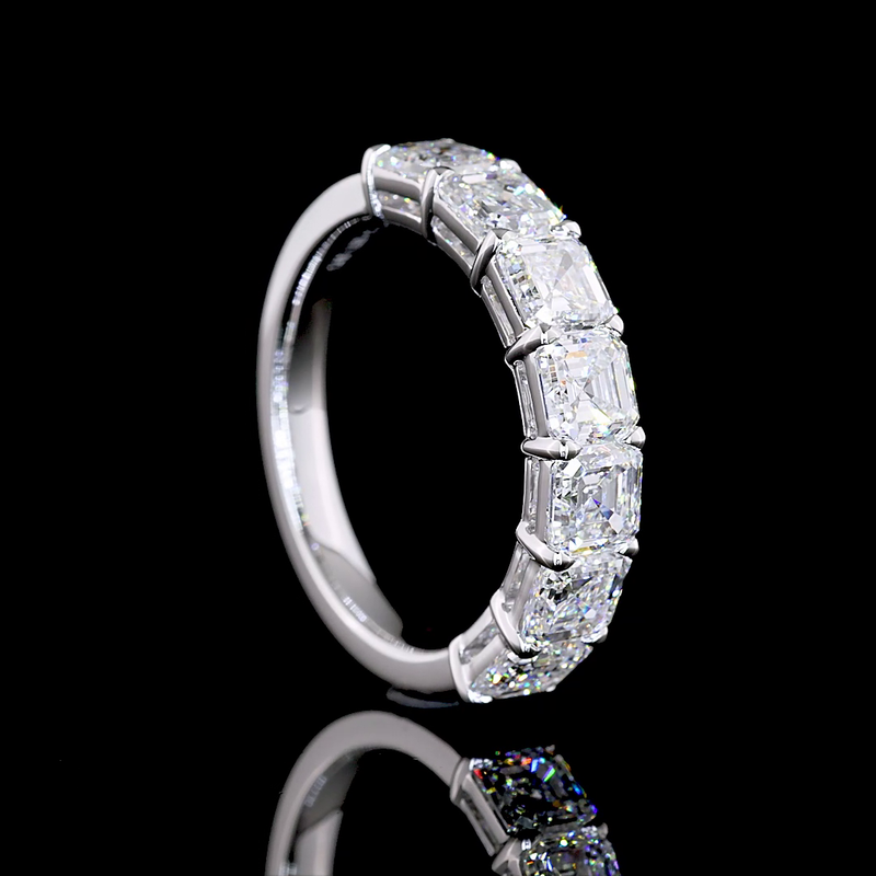 3ctw Prong Asscher Seven Stone Band
