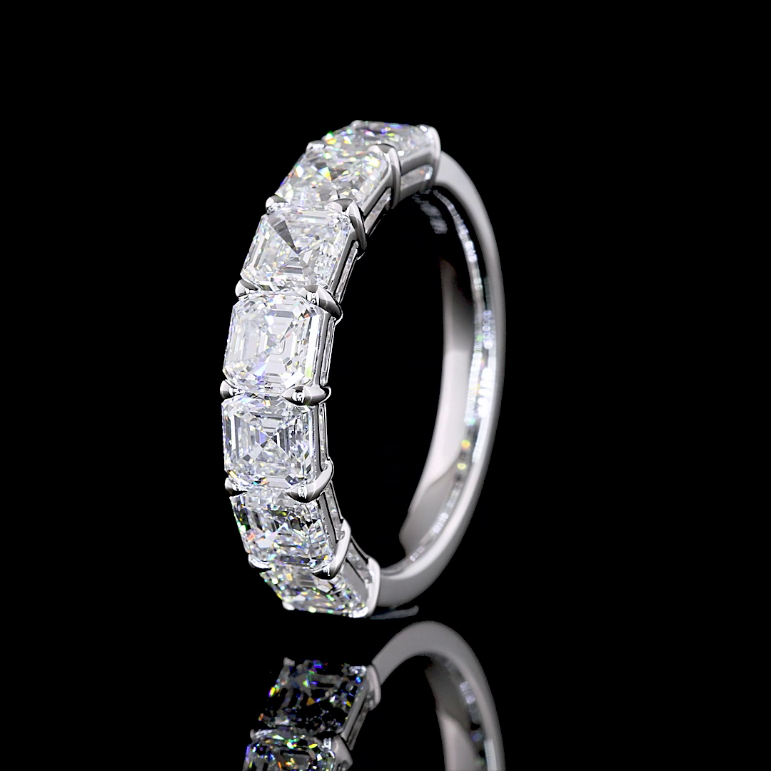 3ctw Prong Asscher Seven Stone Band
