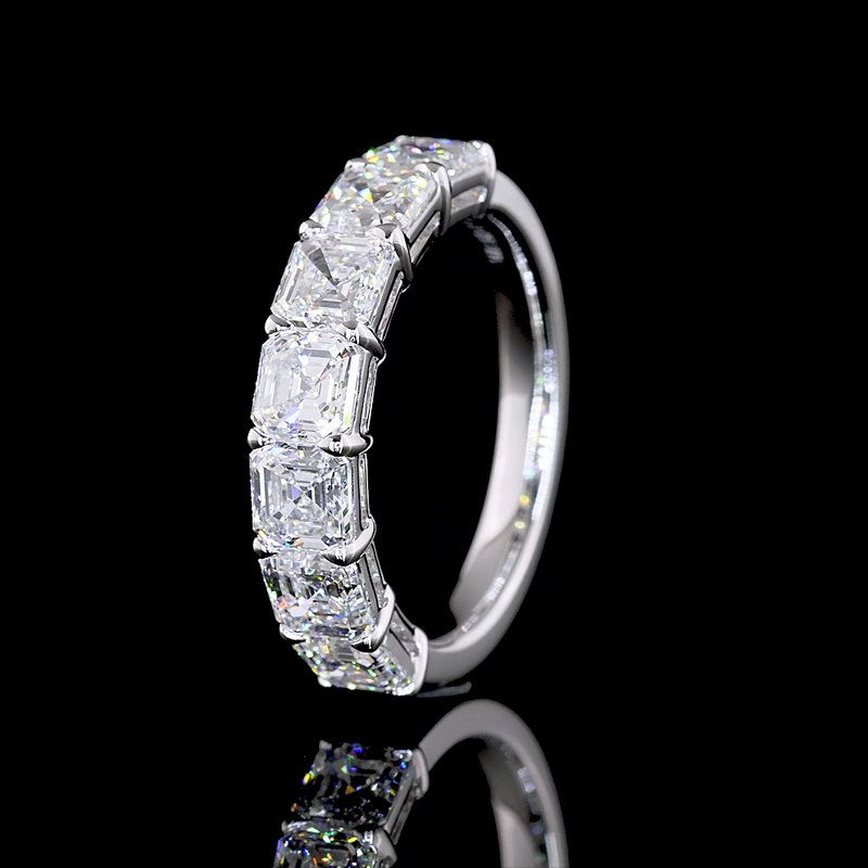 3ctw Prong Asscher Seven Stone Band