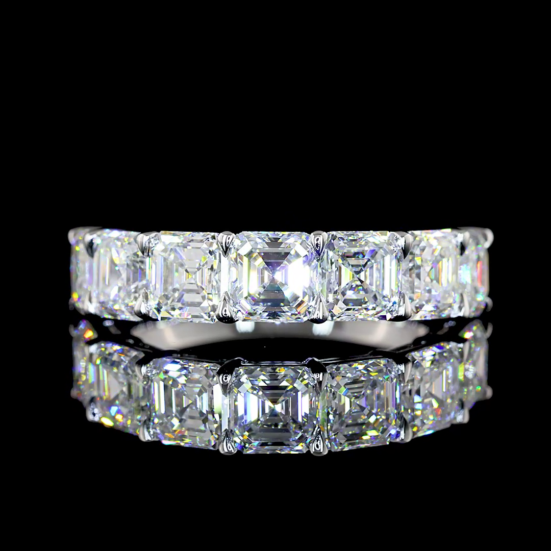 4ctw Asscher Prong Diamond Half Eternity Band