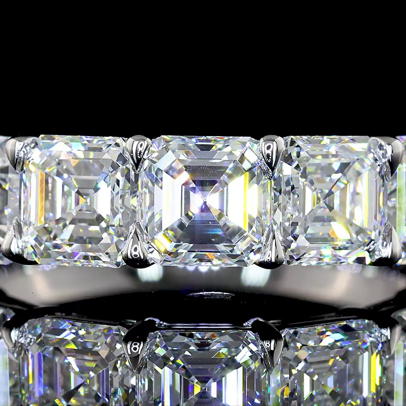 4ctw Asscher Prong Diamond Half Eternity Band