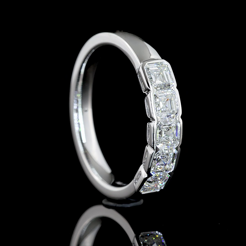 1ctw Half Bezel Asscher Five Stone Band